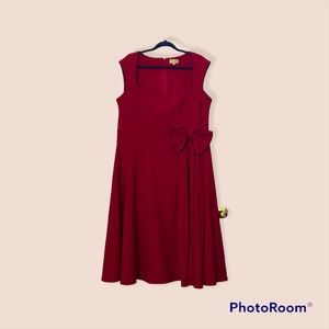 Lindy Bop Plus Size Red Swing Dress w/conceal zip